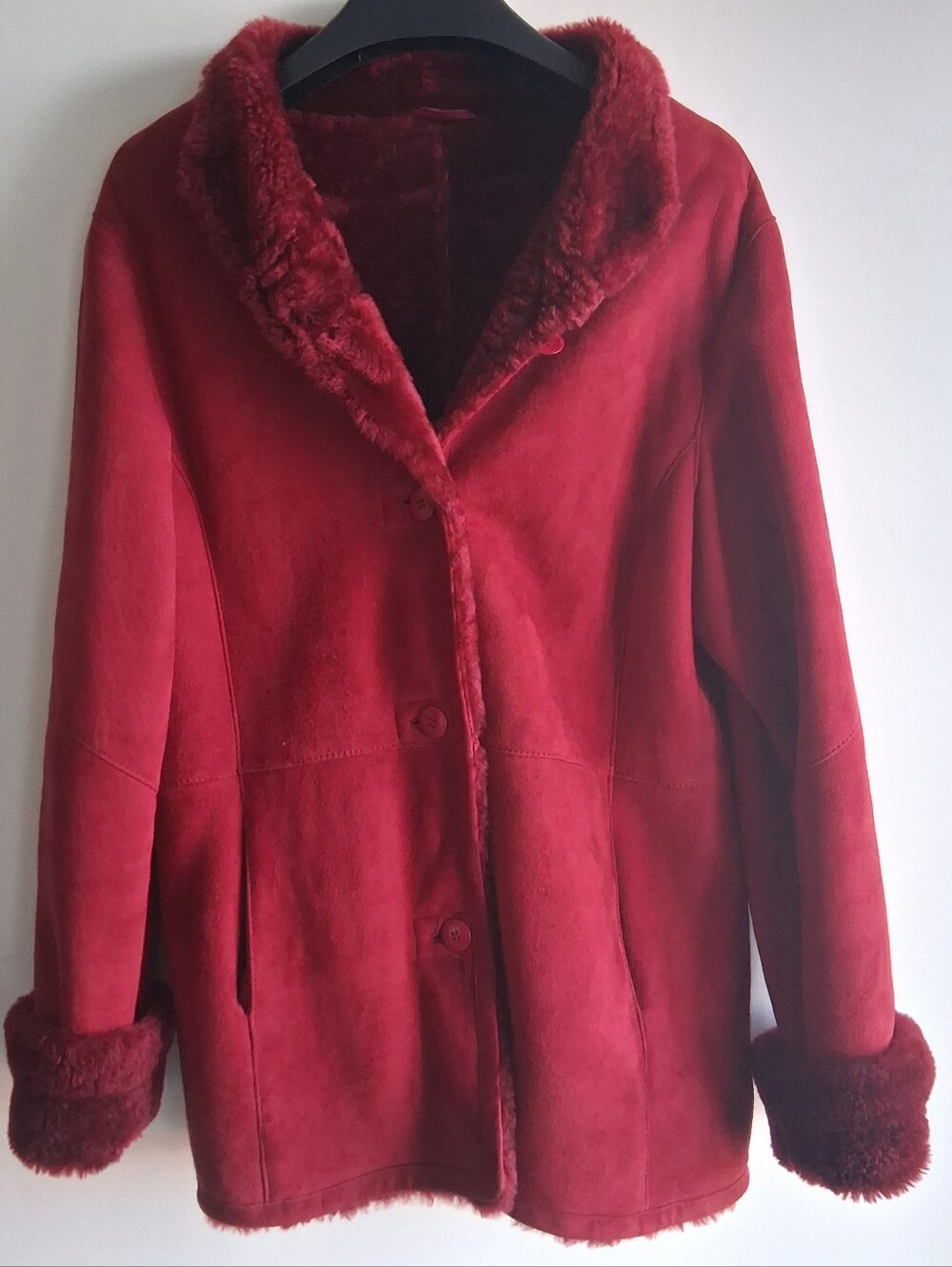 Red Danier 100% Genuine Sheepskin Shearling Jacket Small Fits Like US 10.